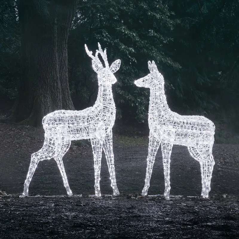 2er Set Bicolor LED-Rentiere Hirsch & Hirschkuh XL Swinsty