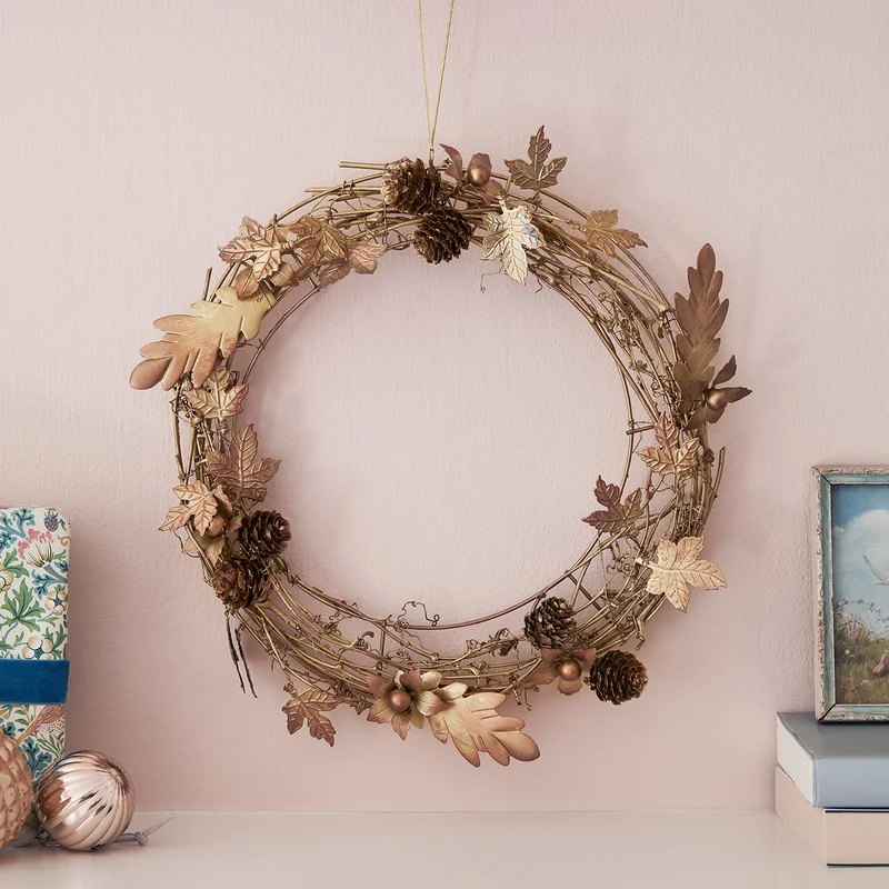 33cm Weihnachtskranz goldene Blätter