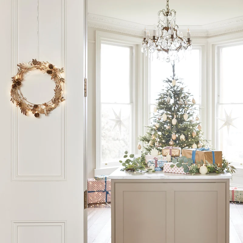 33cm Weihnachtskranz goldene Blätter