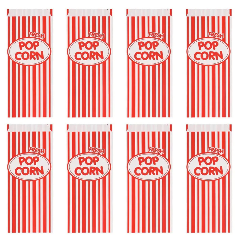 Weiße und rote Popcorn-Tüten, 30 cm, 8 Stück