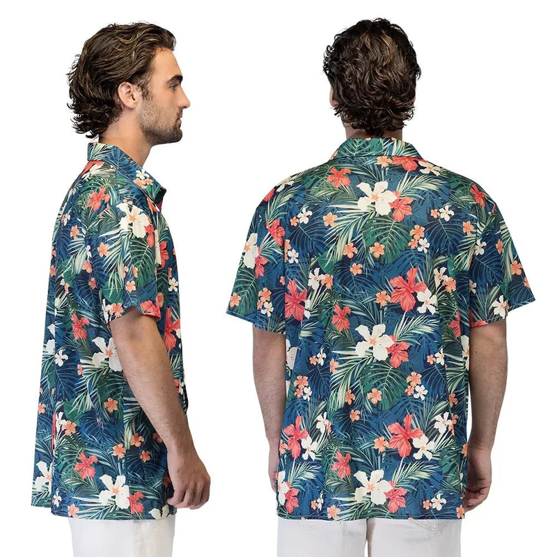 Hawaii-Bluse, blau, Herren
