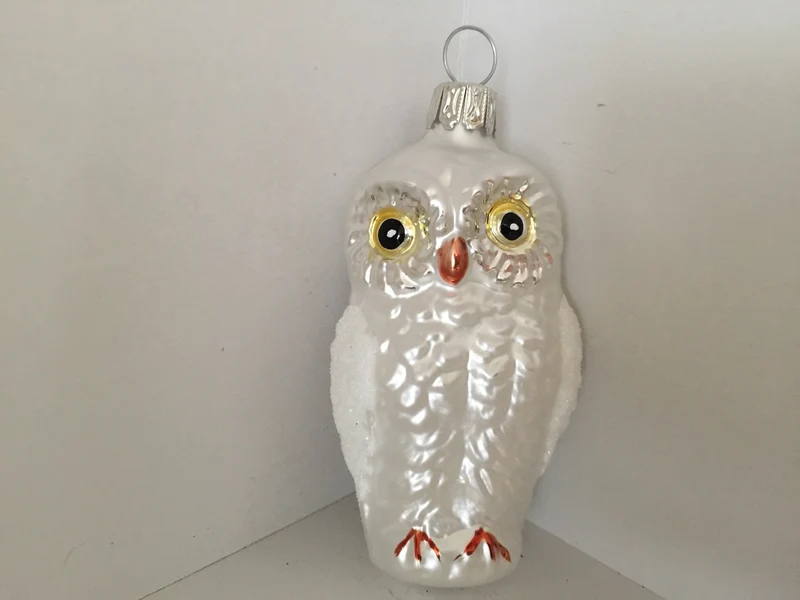 Klassische Weihnachts - Eule, Silber Weiss