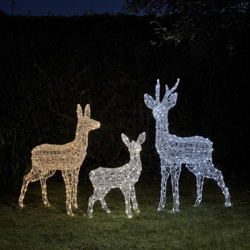 3er Set batteriebetriebene bicolor LED-Rentierfamilie L Swinsty