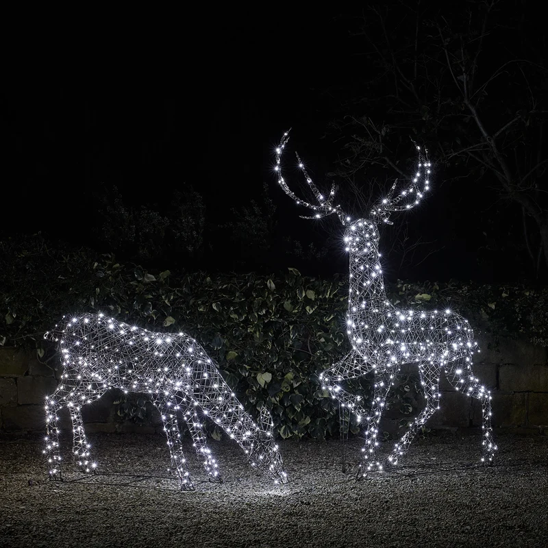 2er Set LED-Rentierfamilie Hirsch & Hirschkuh XL Studley