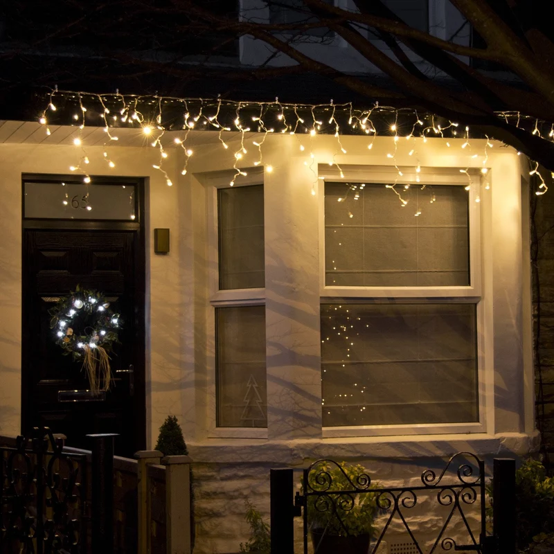 Core Connect 20m 640er LED Eiszapfen Lichterkette warmweiß koppelbar transparentes Kabel