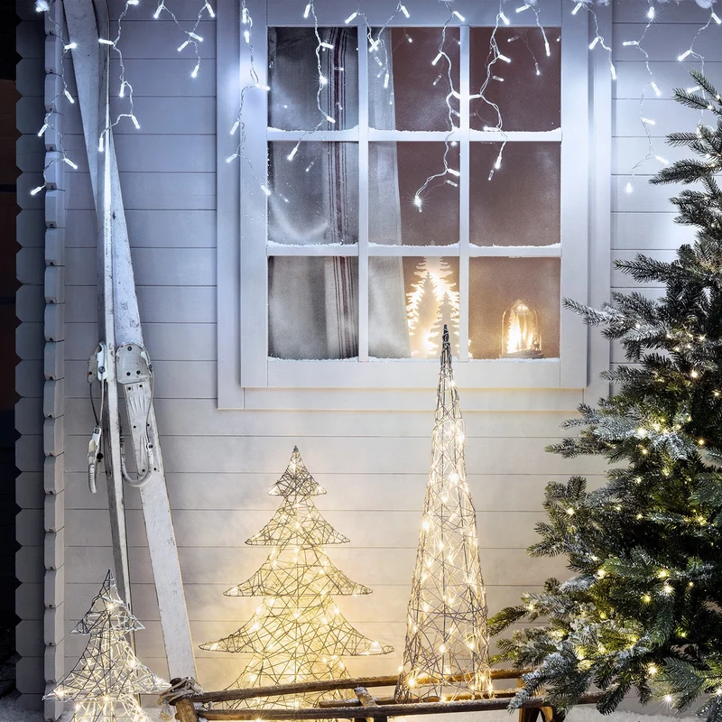 Core Connect 20m 640er LED Eiszapfen Lichterkette weiß koppelbar transparentes Kabel