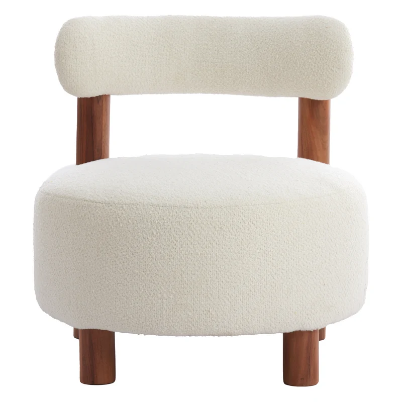 Wohnzimmersessel FERENTINO Akazienholz mit Bouclé-Stoff