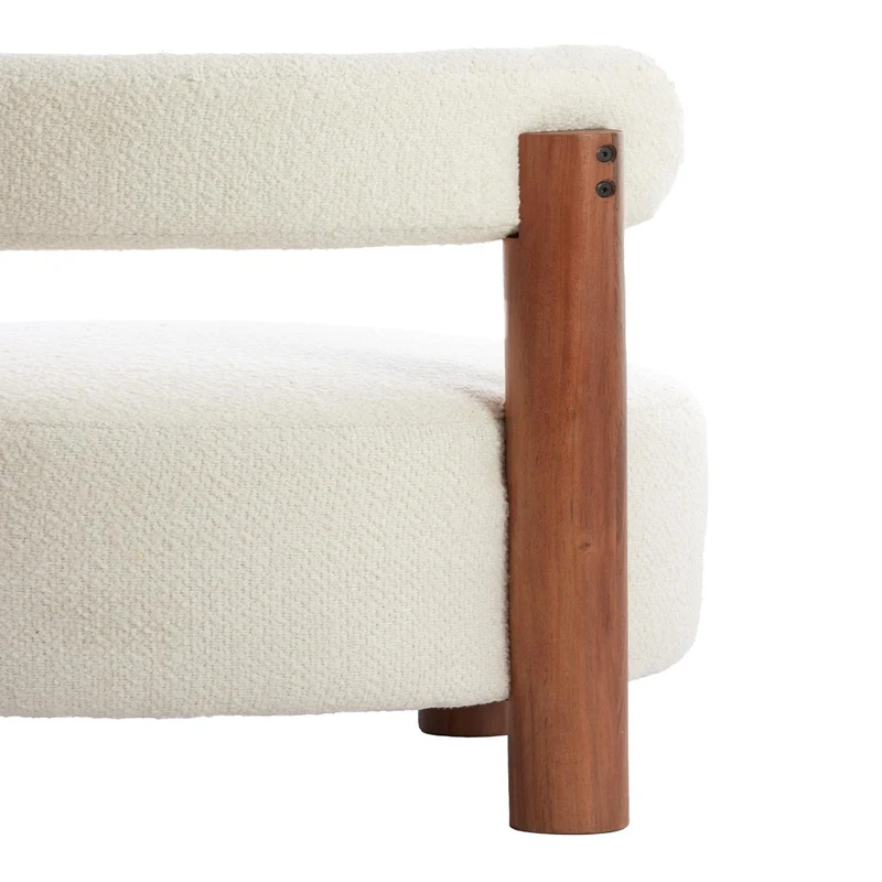 Wohnzimmersessel FERENTINO Akazienholz mit Bouclé-Stoff