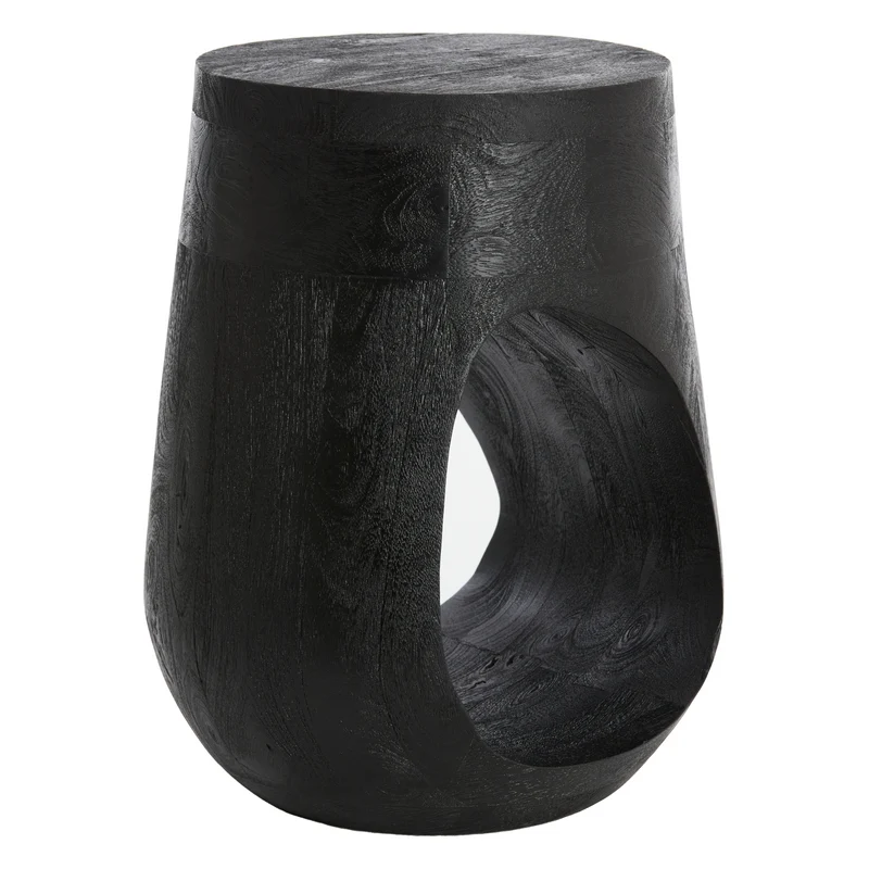 Beistelltisch PARALIA Mangoholz in schwarz 35x35x45 cm