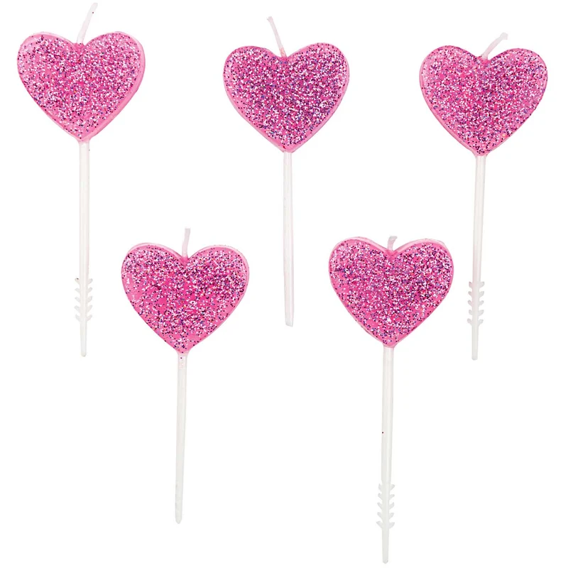 Kerzen Herzen Glitter Rosa