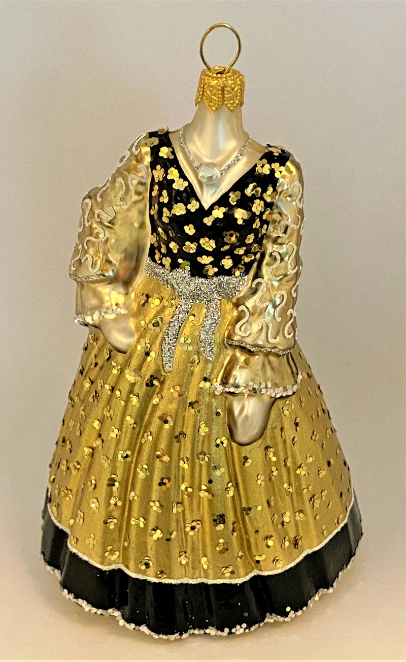 Langes breites gold schwarzes Kleid
