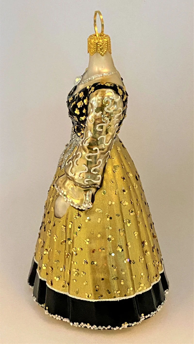 Langes breites gold schwarzes Kleid