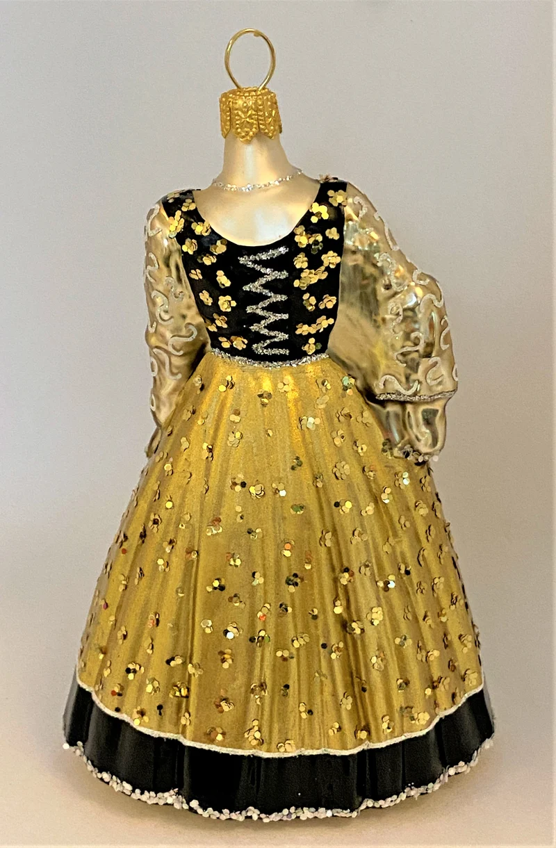 Langes breites gold schwarzes Kleid