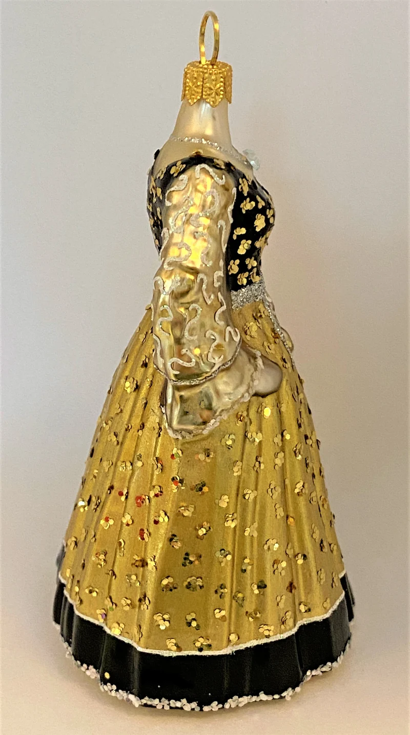Langes breites gold schwarzes Kleid