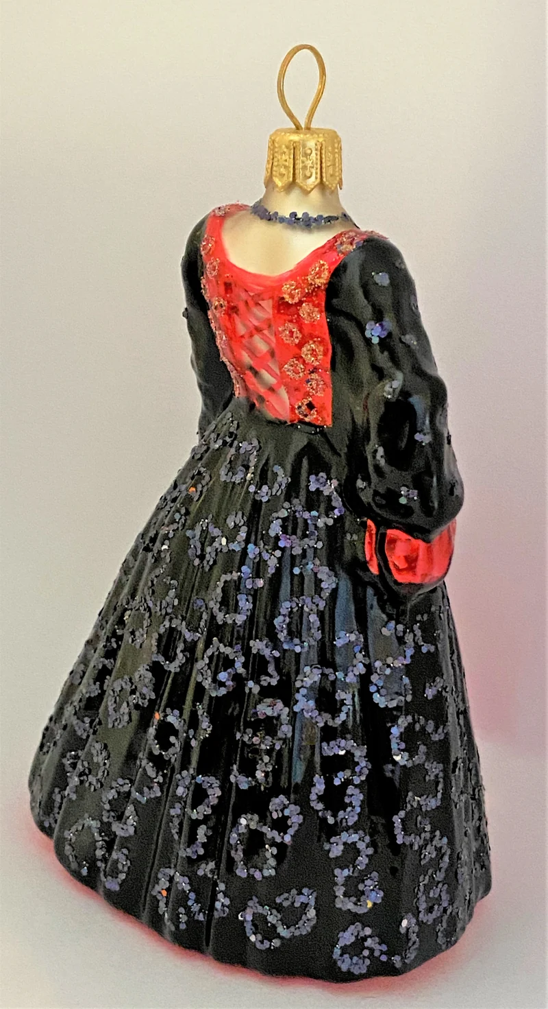 Langes breites rot schwarzes Kleid
