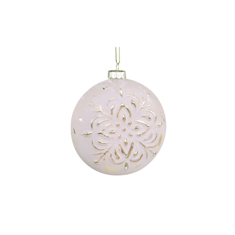 Chic Antique Weihnachtskugel mit Goldmuster, puder