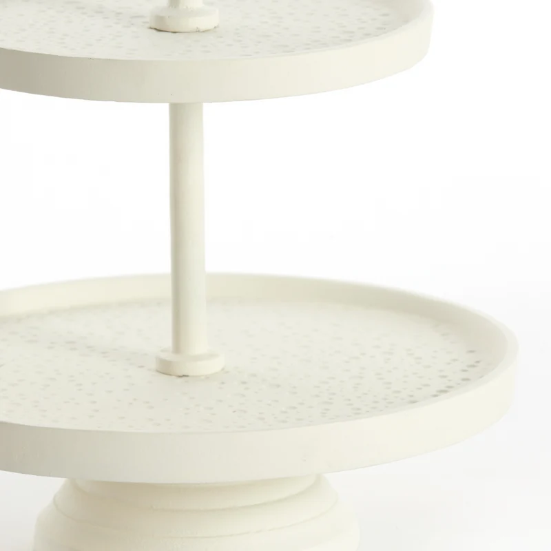 Etagere LUTEK 2 Ebenen in Creme Ø24x37 cm
