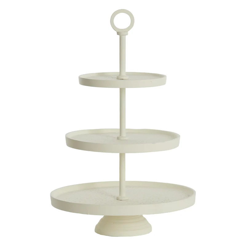 Etagere LUTEK 3 Ebenen in Creme Ø24x37 cm
