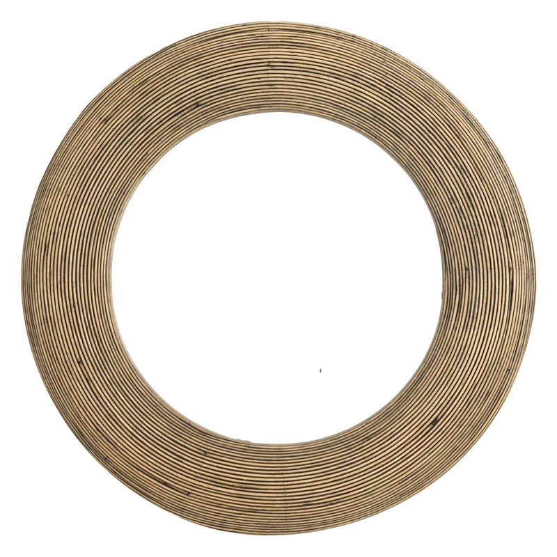 runder Dekospiegel PIEDRE, Rattan in braun ø71cm