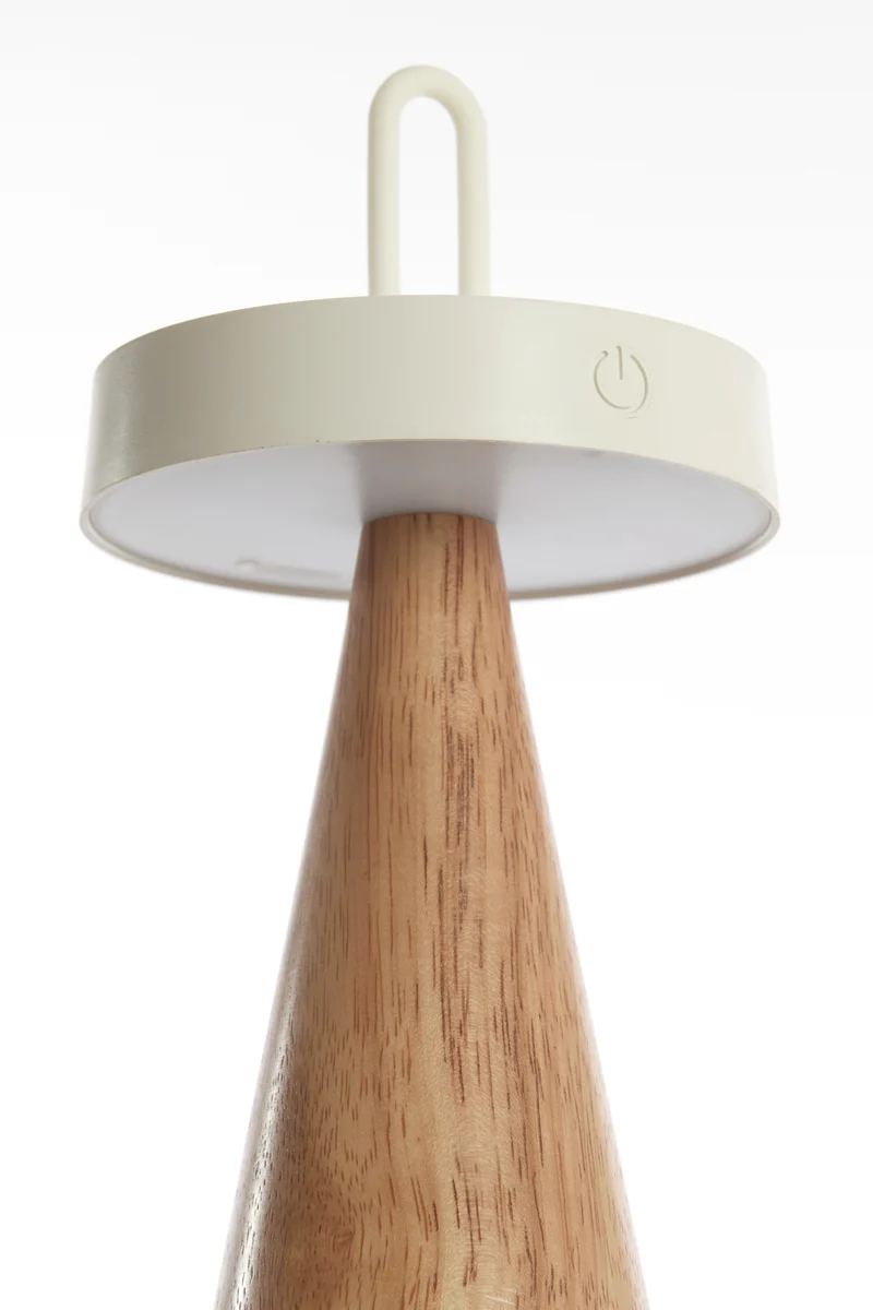 LED Tischleuchte ANKENTA, Kautschukholz creme/naturell Ø13x28,5 cm