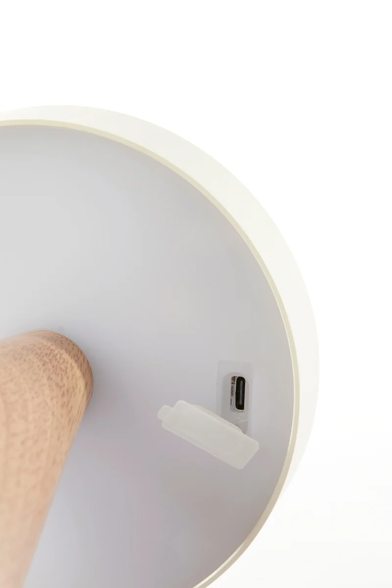 LED Tischleuchte ANKENTA, Kautschukholz creme/naturell Ø13x28,5 cm
