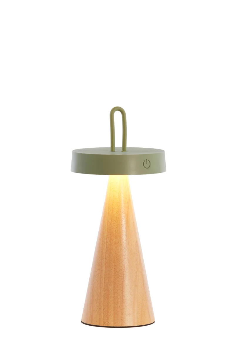 LED-Tischleuchte ANKENTA, Kautschukholz, oliv/naturell Ø13x28,5 cm
