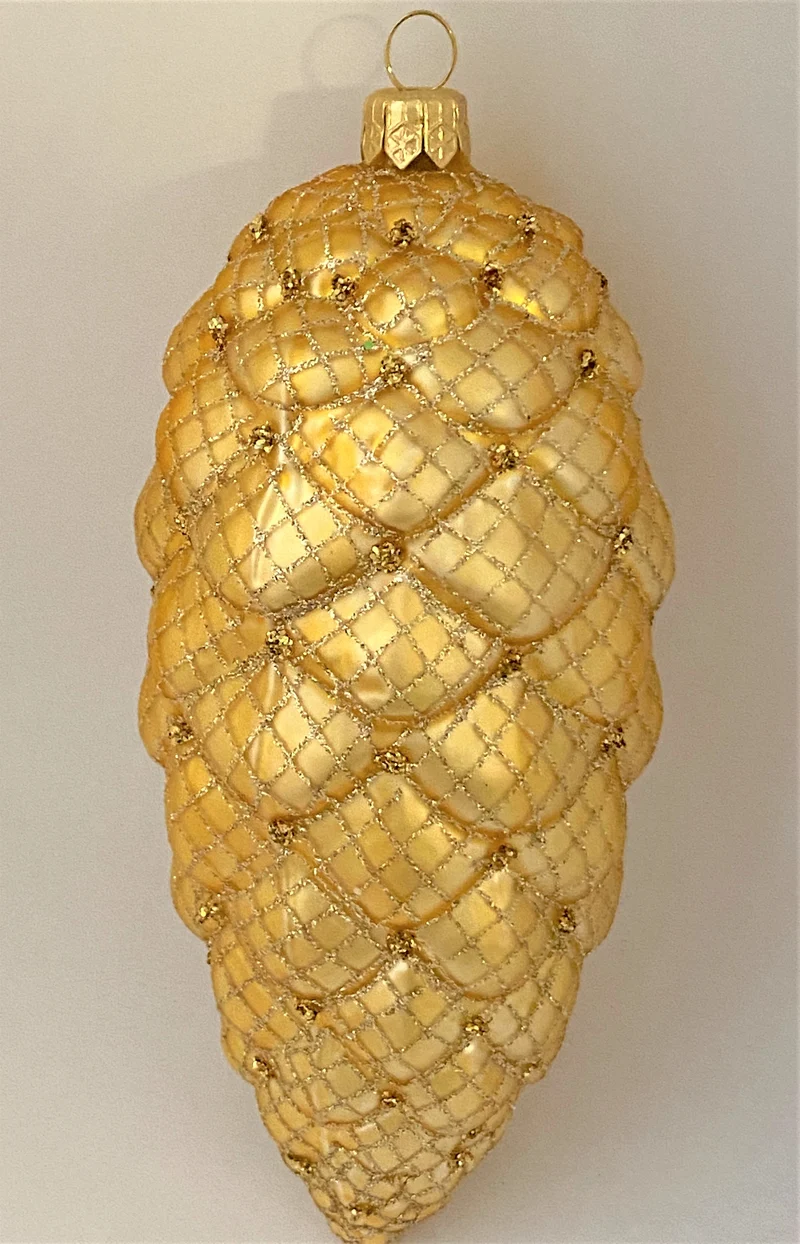 Grosser Zapfen, Gold matt mit Gittermuster