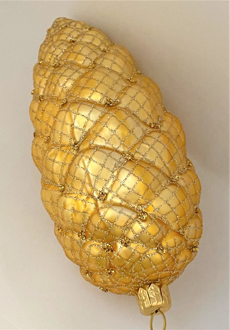 Grosser Zapfen, Gold matt mit Gittermuster