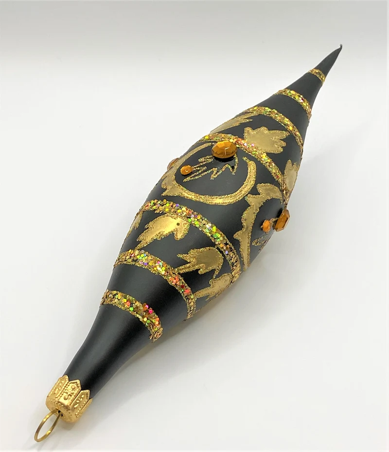 Olive schwarz matt mit Golddekor und Glitzersteine