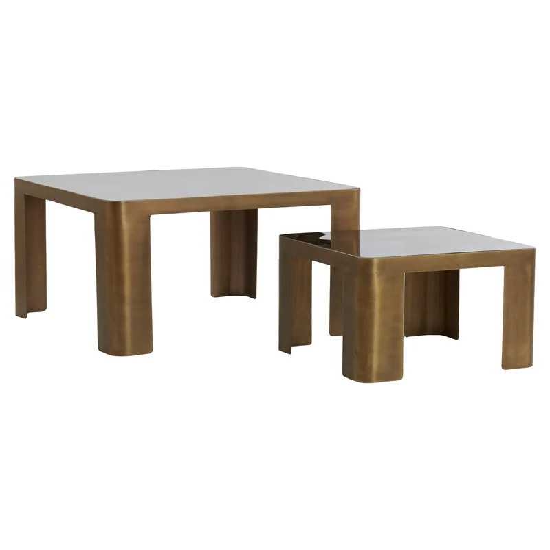 Couchtisch 2er Set OXE, Bronze + Rauchglas