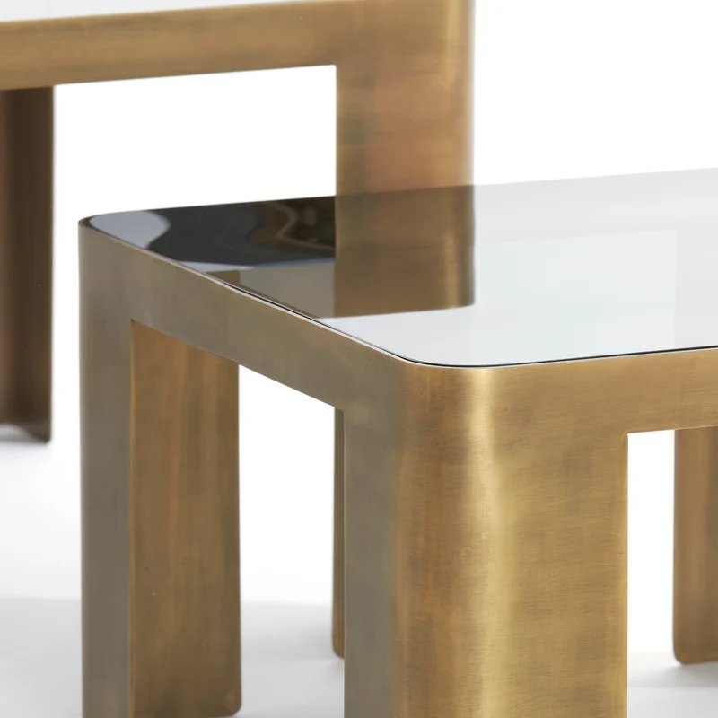 Couchtisch 2er Set OXE, Bronze + Rauchglas