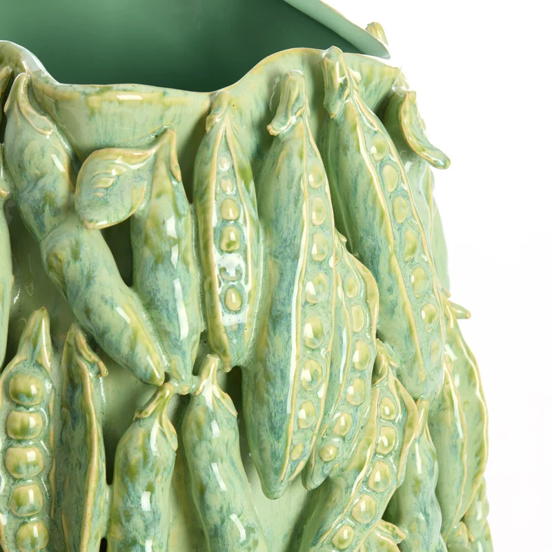 Keramikvase FABA minzgrün mit Erbsenschoten-Design H45