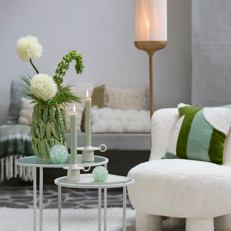 Keramikvase FABA minzgrün mit Erbsenschoten-Design Ø21x31 cm