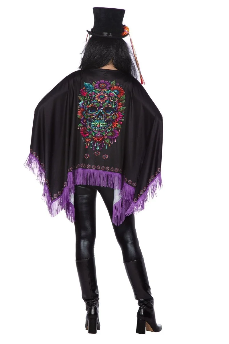 Dia De Los Muertos Poncho Schwarz Lila