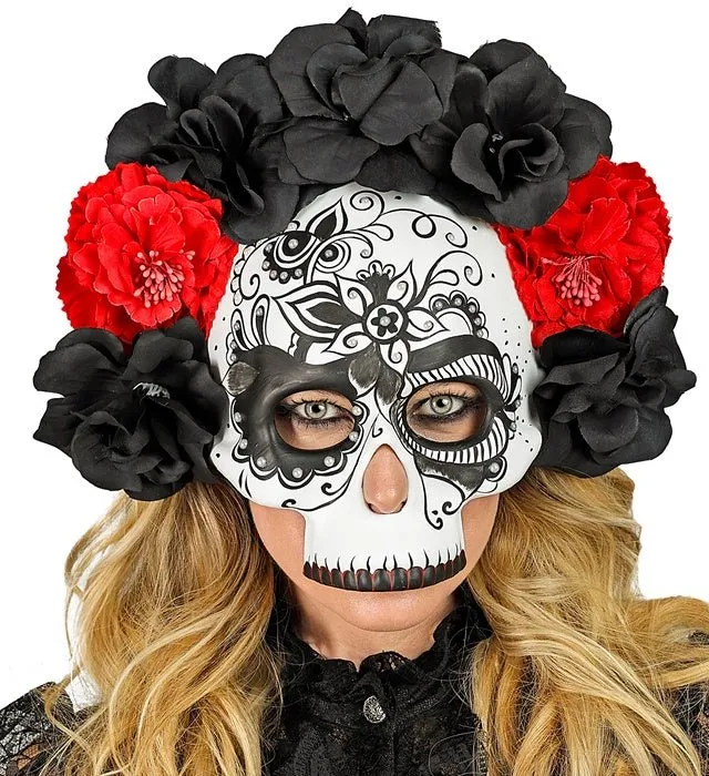 Dia de los Muertos-Maske – Schwarz-Weißer Totenkopf