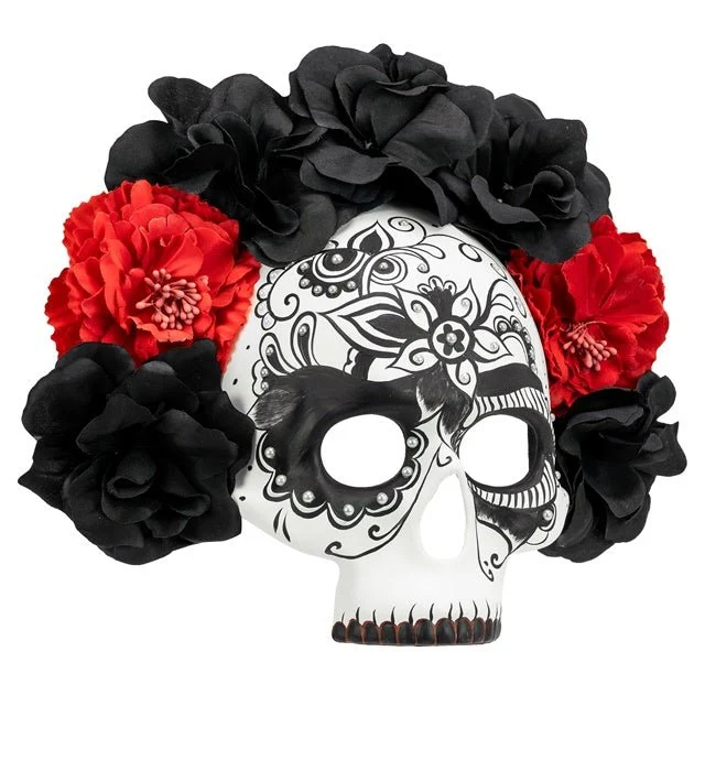 Dia de los Muertos-Maske – Schwarz-Weißer Totenkopf
