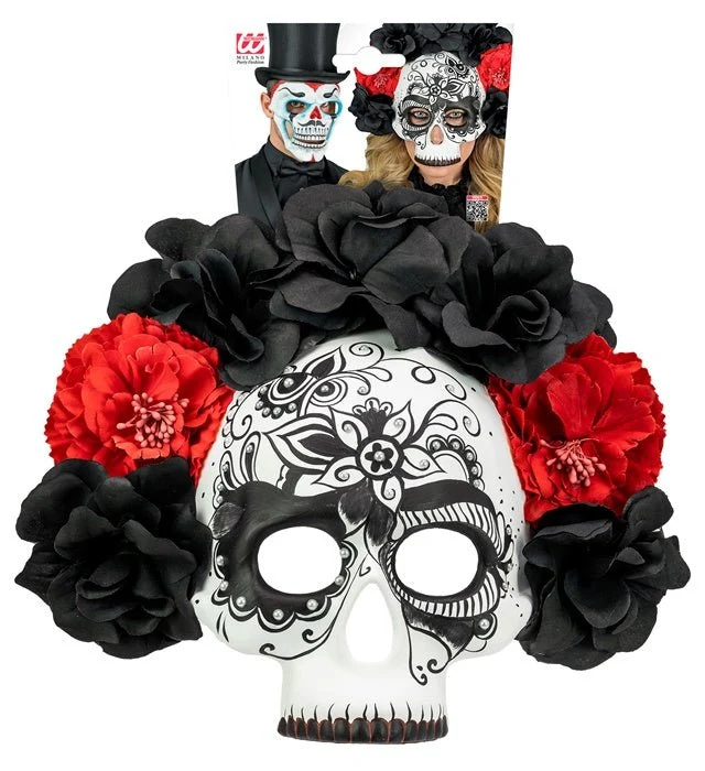 Dia de los Muertos-Maske – Schwarz-Weißer Totenkopf