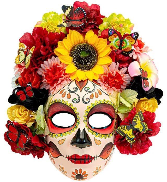 Dia de los Muertos-Maske, bunt, mit Blumen