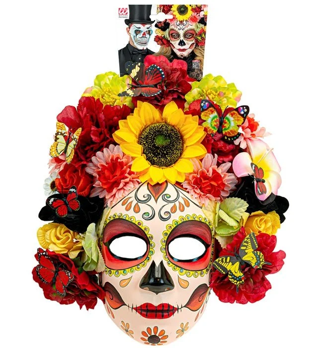 Dia de los Muertos-Maske, bunt, mit Blumen