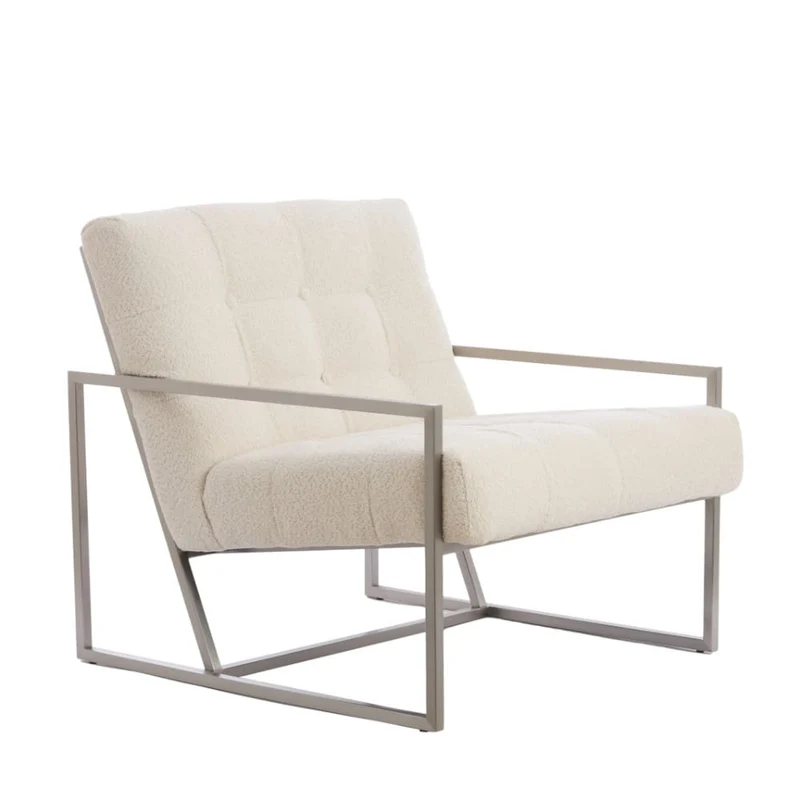 Loungesessel GENEVE boucle cremeweiß 81x71x70cm