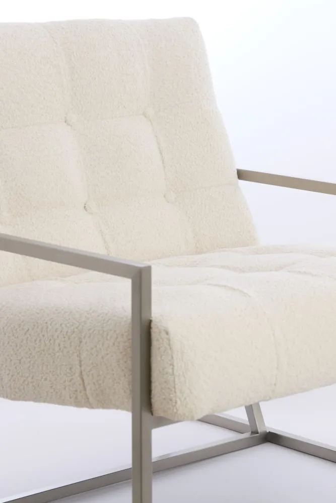 Loungesessel GENEVE boucle cremeweiß 81x71x70cm
