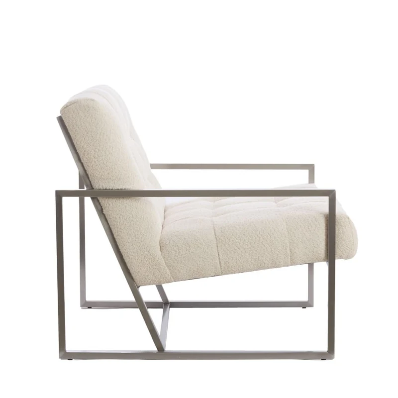 Loungesessel GENEVE boucle cremeweiß 81x71x70cm
