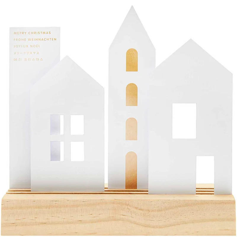 Rico Design Kartendeko Set Häuser, weiß