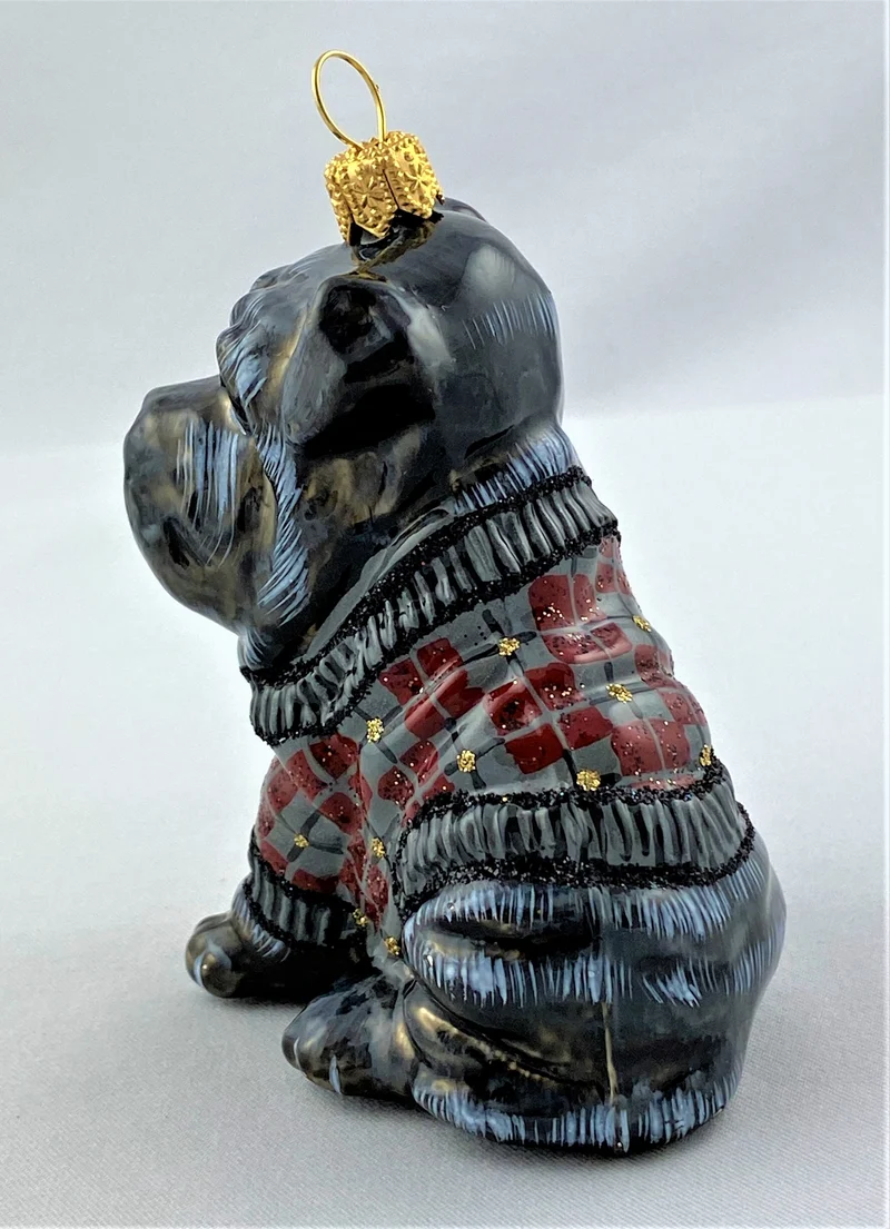 Schwarzer Sharpei im Karopullover, KOMOZJA MOSTOWSKI