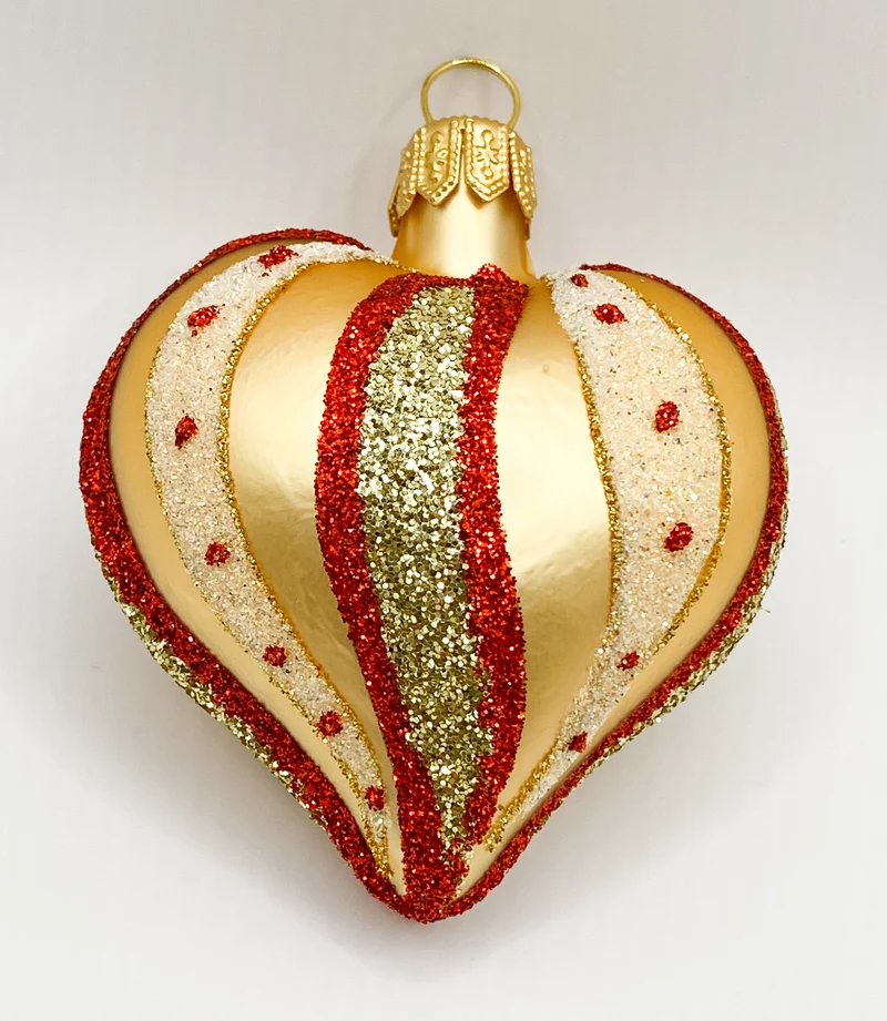 Goldenes Herz mit rotgoldenem Streifendekor