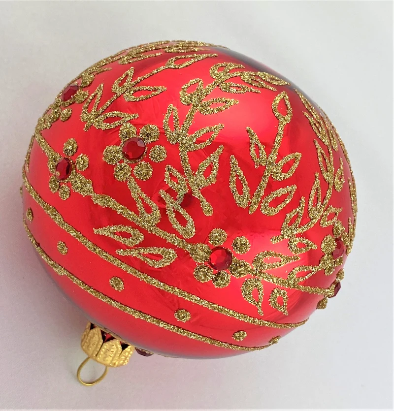 Kugel rot glanz mit Golddekor