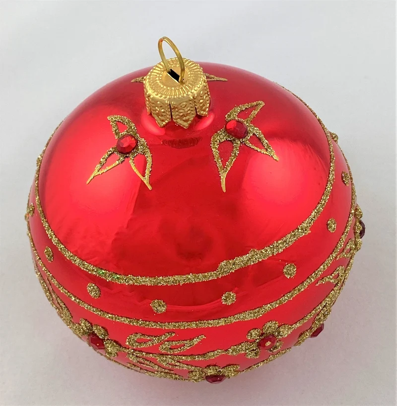 Kugel rot glanz mit Golddekor