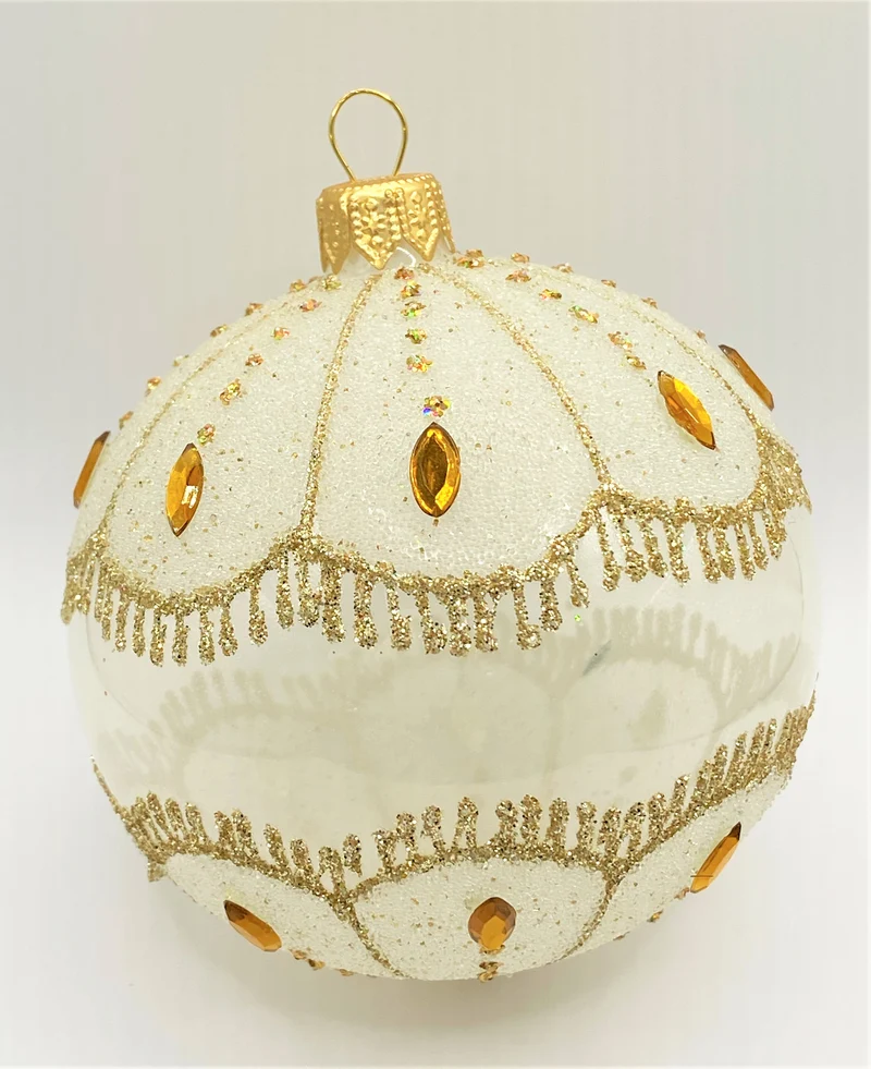 Kugel matt transparent mit Goldsteinen