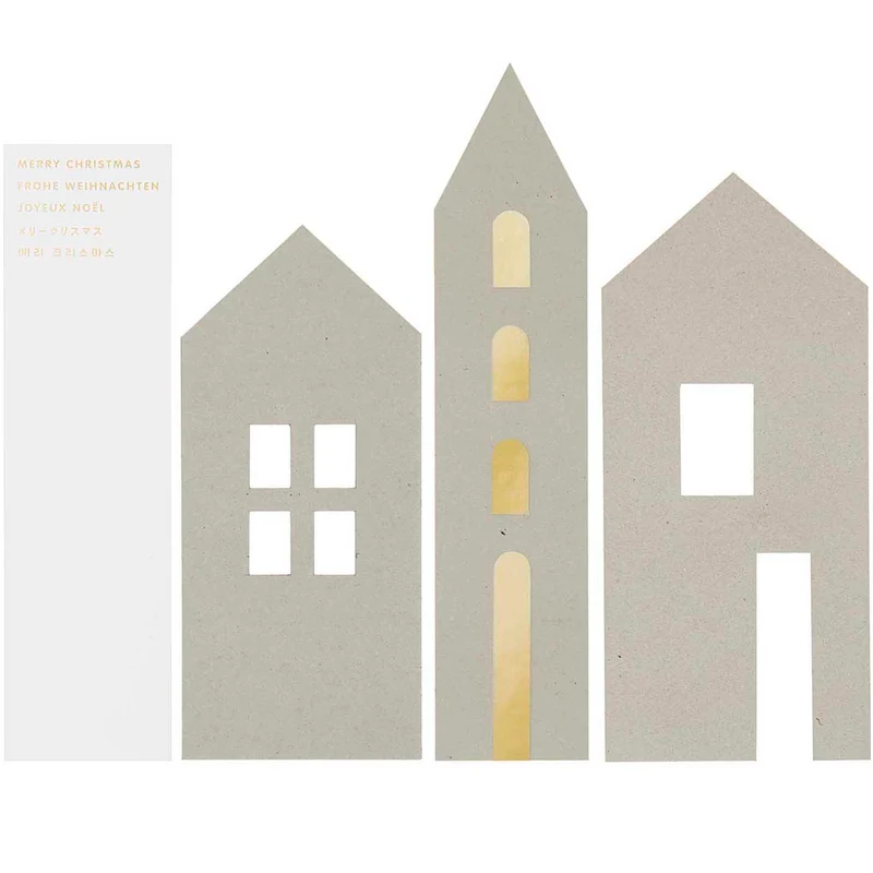 Rico Design Kartendeko Set Häuser, grau