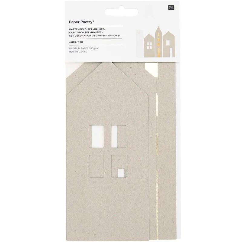 Rico Design Kartendeko Set Häuser, grau